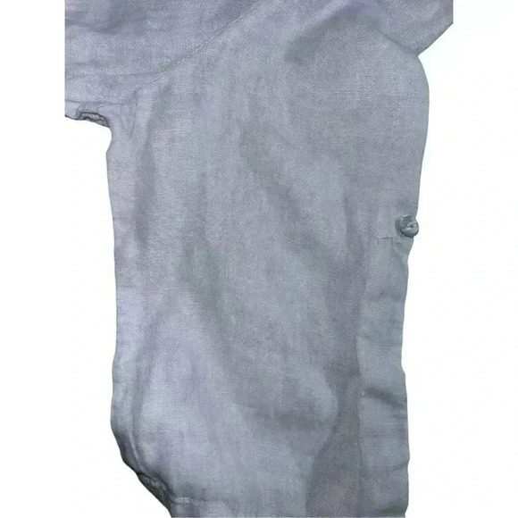 Lina Tomei Blouse tan made in  Italy S Short Sleeves Round Neck Coastal Boho - Picture 3 of 6